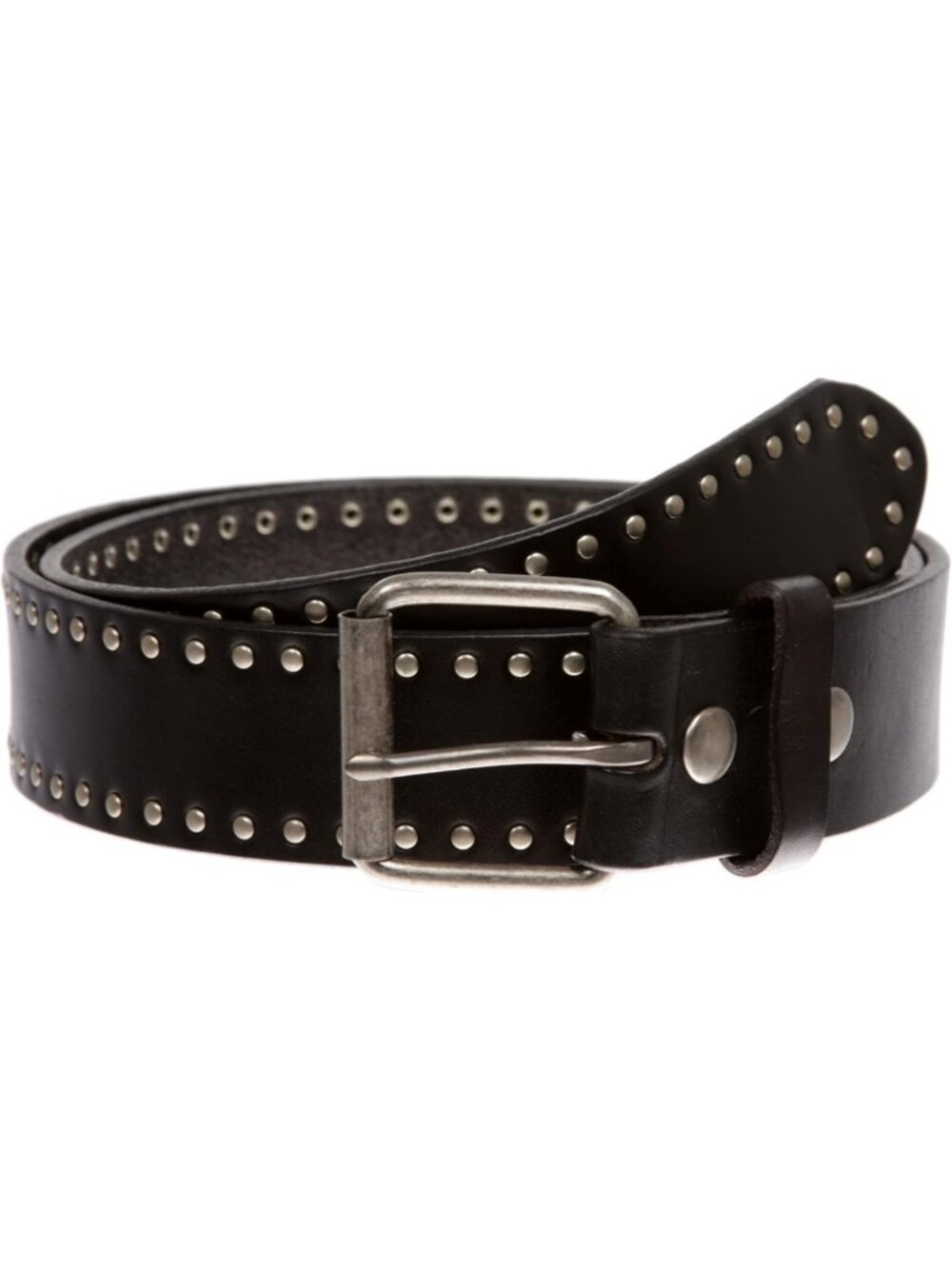 Vintage Retro Circle Studded Leather Belt with Interchangeable Buckle - Unique